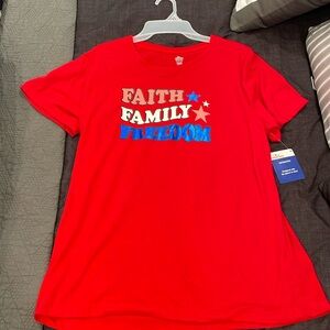 PATRIOTIC FREEDOM SIZE XL 16-18 RED SHIRT - NEW TAG